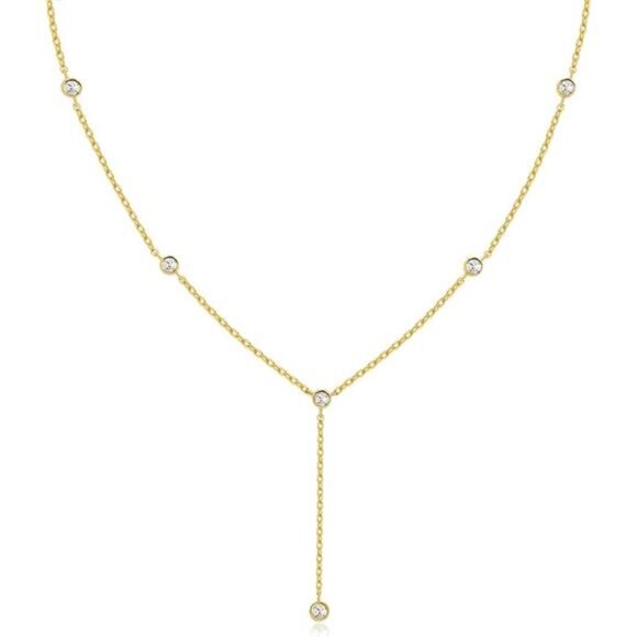Gold Necklace for Women, Dainty Gold Long Necklaces 14k Gold Plated - Picture 7 of 7